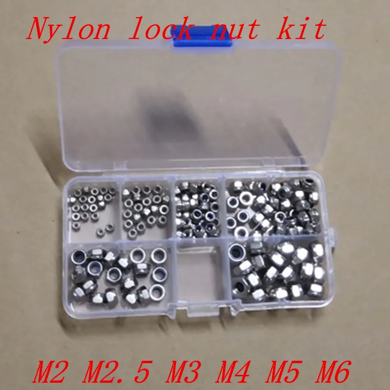

100pcs DIN985 m2 m2.5 m3 m4 m5 m6 stainless steel Self-locking Nut Lock Nut Locknut Slip Nylon Hex Nut Assortment Kit