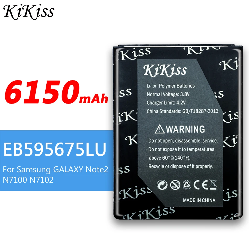 Оригинальный аккумулятор KiKiss EB595675LU для Samsung Galaxy Note 2 N7100 N7102 N719 N7108 N7108D NOTE2 6150 мАч |