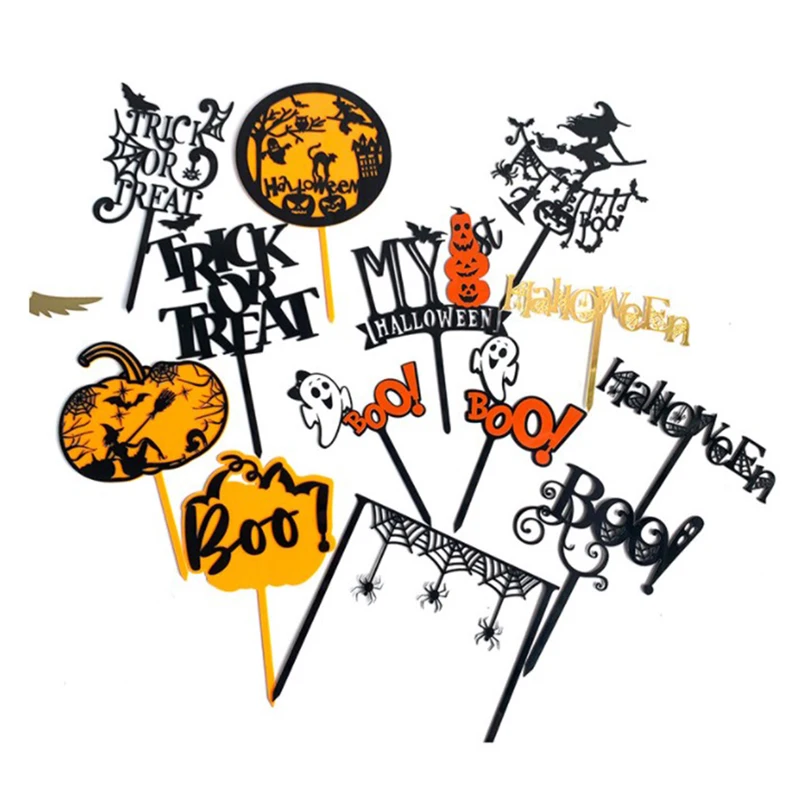 

Акриловый Топпер для торта на Хэллоуин, десертное платье, вечевечерние, летучая мышь, топпер для торта, сделай сам вечерние праздничное укра...