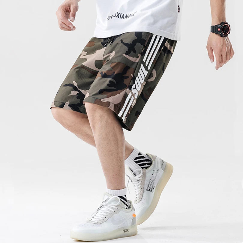 Шорты мужские камуфляжные из полиэстера свободные штаны для бега в стиле хип хоп