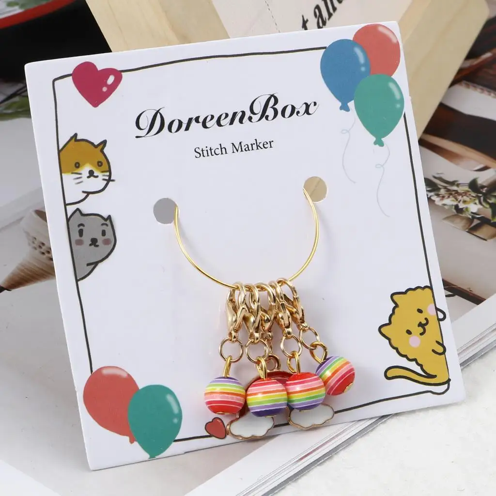 

5 шт./компл. Doreenbox коллекция по погоде из цинкового сплава, спицы для вязания, маркеры для стежки, радуга, «сделай сам», эмалевые вязальные акс...