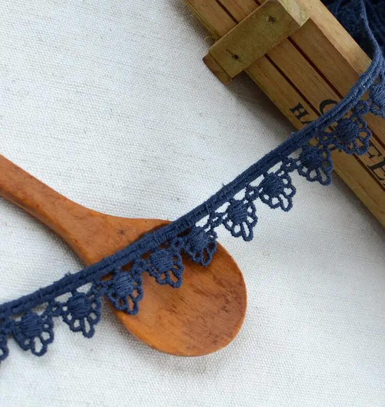 5 Meters Deep Blue Cotton Lace Ribbon DIY Embroidered Net Trim Fabric For Sewing Decoration 1.8cm Free Shipping | Дом и сад