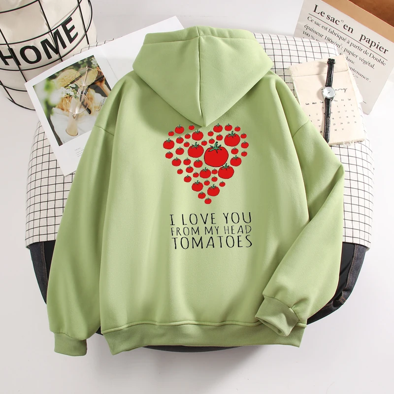 Fruit Love Graphic Women Sweatshirt Pullover Loose Harajuku Letter Hoodie Casual Pullover Winter Hoodies Sweetshirt for Girls