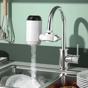 new instant electric water heater with led temperature display eu plug for kitchentoilet instant cold heating faucet heater free global shipping