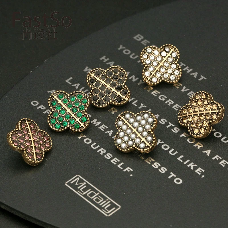 10 шт. винтажные золотые жемчужные стразы швейные пуговицы для свитера рубашки