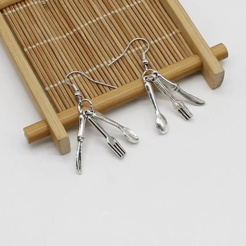 Оригинальные Редкие серьги вилка ложка школьный ужин кафе ресторан