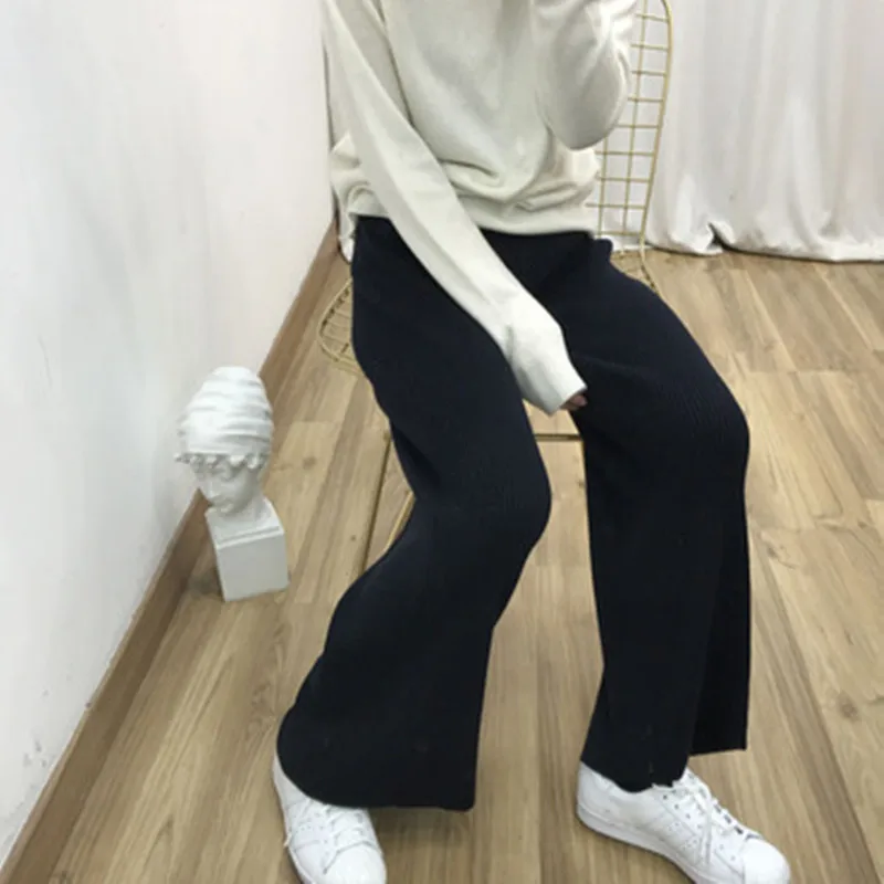 

2019 new women's pants cashmere pants women's trousers casual loose wild wool pants autumn and winter knitted warm pants women