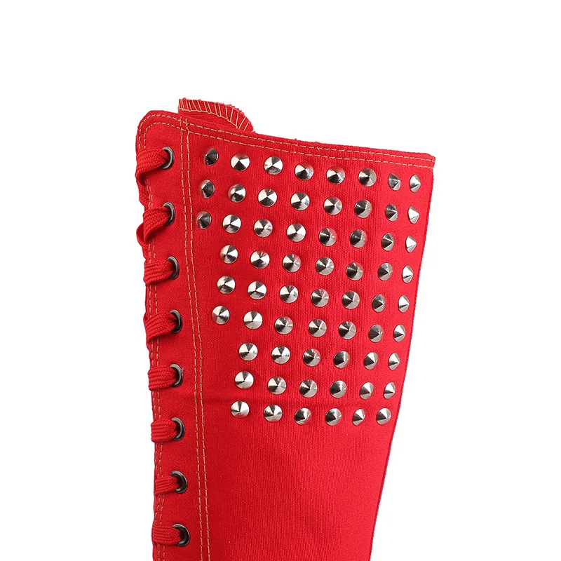 2019 Сезон весна осень Женская танцевальная обувь с высоким голенищем С заклепками