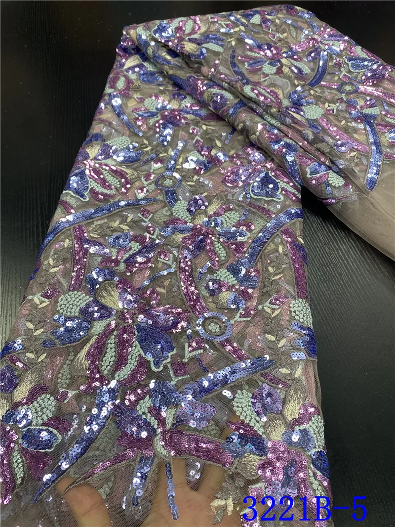 

NIAI Latest High Quality Sequins Lace Fabrics 2020 African Sequins Bridal 2020 High Quality French Tulle Lace Fabric XY3221B-1