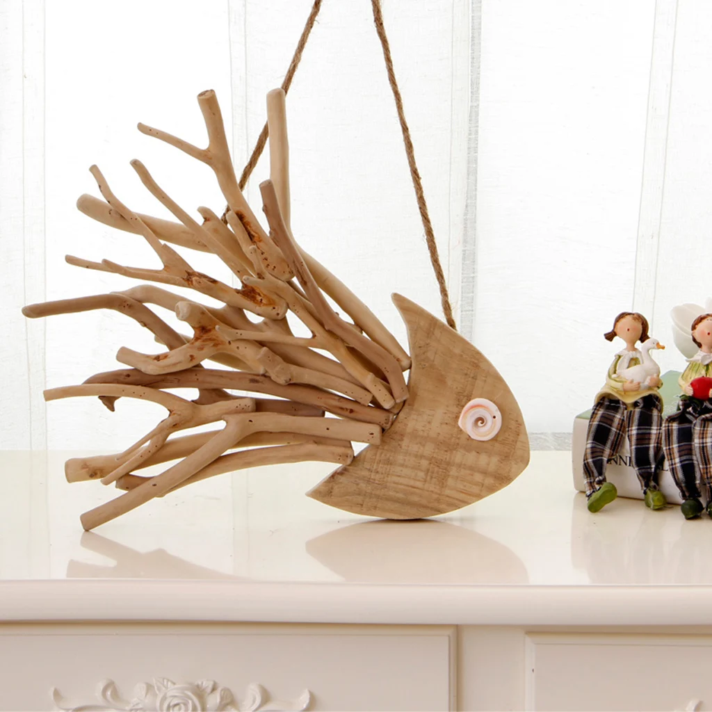 Настенные художественные украшения для дома сада ручной работы дрифловая рыба