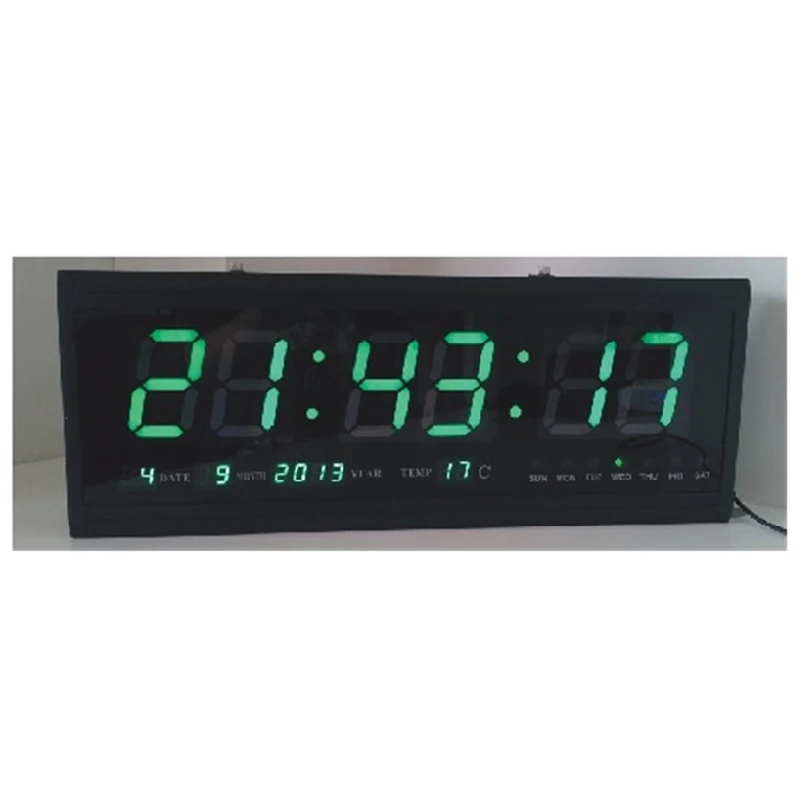 HT4819SM 6 green leter алюминиевые большие цифровые светодиодные настенные часы