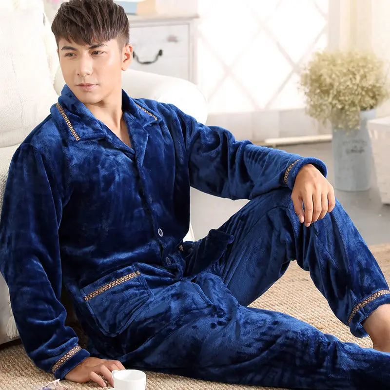 sleepwear men Пижамы женские зимние длинный рукав фланель пижамы женские теплые толстые коралловые флисовая Пижама для зимы домашний костюм пижамы для женщин - Цвет: sleepwear men