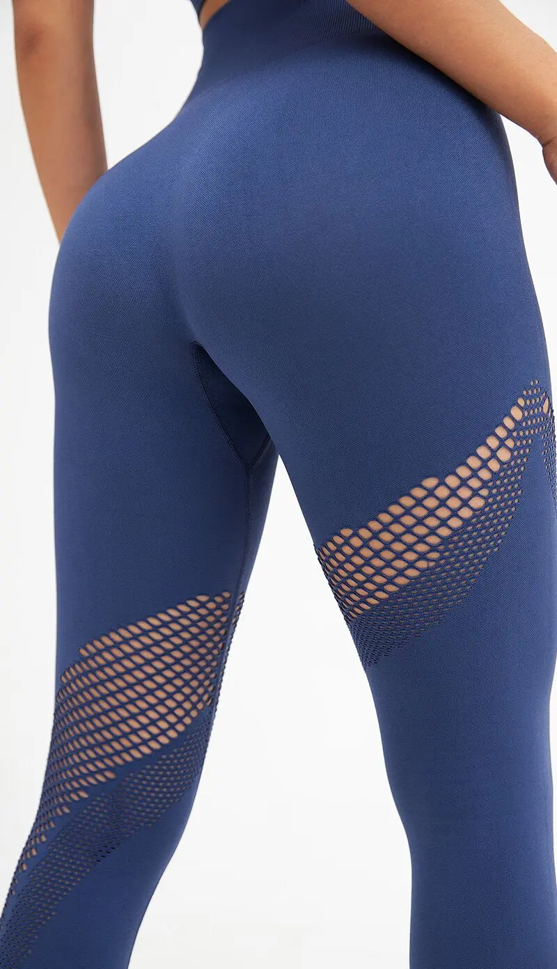 Бесшовный комплект для йоги женская одежда спортзала спортивная сетчатые