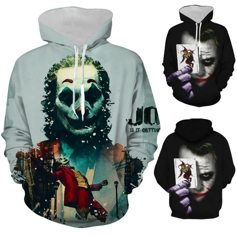 Унисекс модный мужской женский клоун Джокер пуловер с капюшоном|Толстовки для