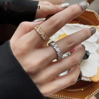 wholegem luxury micro paved irregular cubic zirconia open rings for women girl creative design fine jewelry anniversary gifts