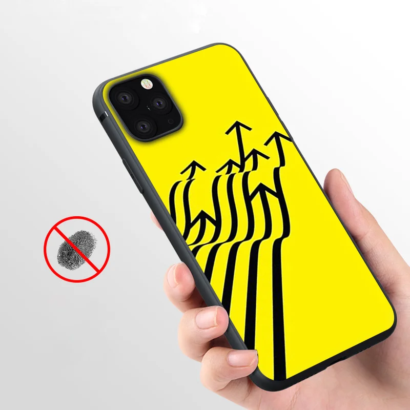 Чехол с желтой стрелкой и черным мягким силиконовым чехлом для iPhone 11 Pro Max X 5S 6 6S XR XS