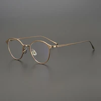 japan handmade pure titanium glasses men round frame vintage super light high quality eyeglasses women myopia oculos de grau
