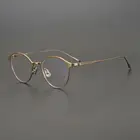 Мужские и женские очки ручной работы из чистого титана, круглая оправа, винтажные суперлегкие высококачественные очки для близорукости, Грау