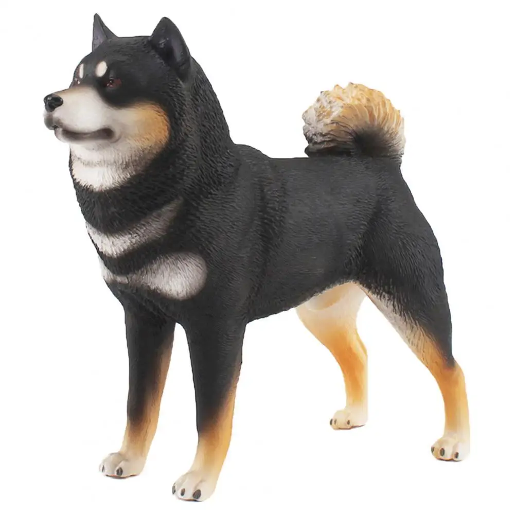 

Shiba Inu Figurine Ornaments Wear-resistant Realistic Fine Workmanship PVC Miniature Black Shiba Inu Dog Model for Kids