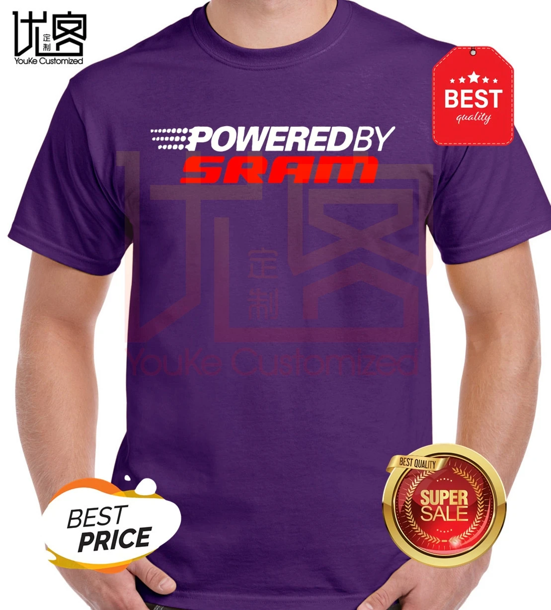 Футболка мужская с логотипом Sram винтажная тенниска из хлопка приталенный силуэт