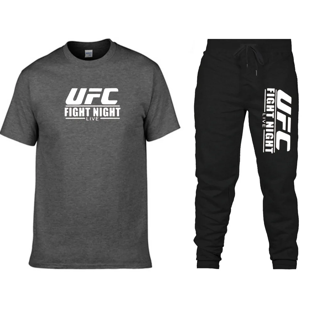 

New Fashion Casual Sportswear MMA Summer Alphabet Print Suit Men's Jogging Fitness Suit Men's Suit T-shirt + Pants 2-Piece Set
