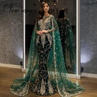 Индивидуальные Зеленые Вечерние платья с бисером, женское вечернее платье Дубая от кутюр, 2021, Средний Восток, платье для выпускного вечера, платья