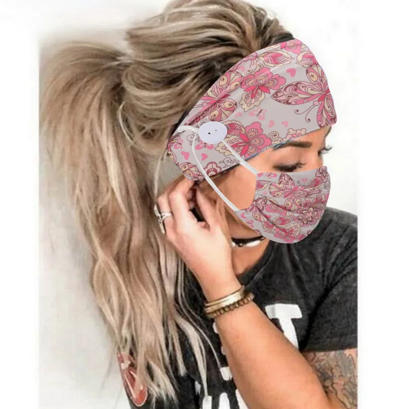 2 шт./компл. повязка на голову пуговицах маска аксессуары для волос в виде тюрбана