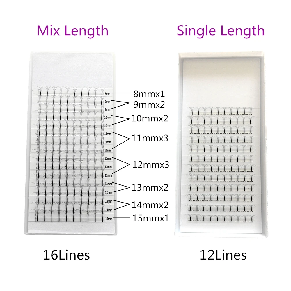 Высококачественные 5D ресницы с длинным стержнем 3 лотка 8 мм-15 мм и смешанные