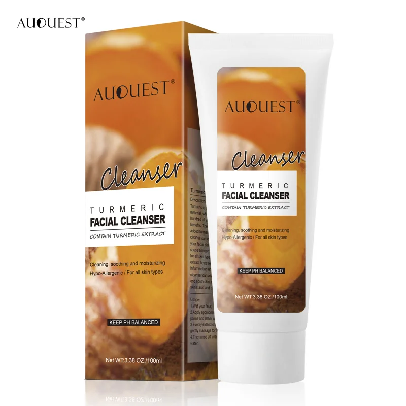 

AUQUEST 100ml Turmeric Face Moisturizing Cleanser Cream Facial Scrub Pores Cleansing Acne Blackhead Remover Skin Care Wash Foam