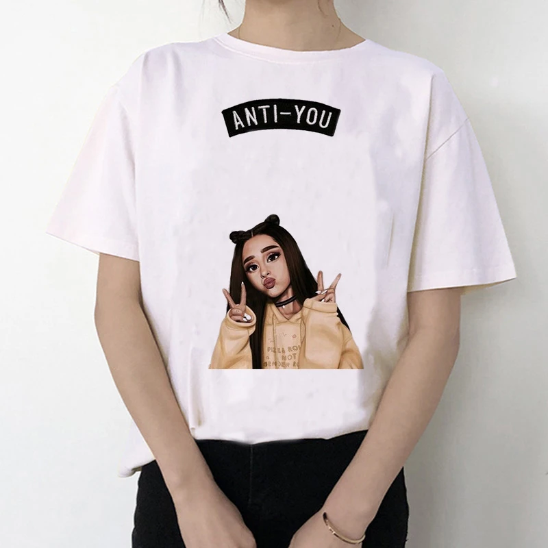 Женская футболка с короткими рукавами 7 колец Harajuku Thank U Next 90s хип-хоп Ullzang | одежда