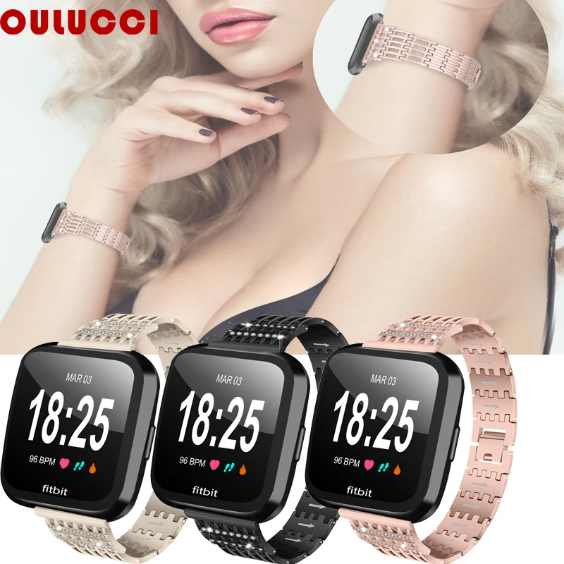 Ремешок OULUCCI из нержавеющей стали для часов Fitbit Versa 2 сменный Металлический