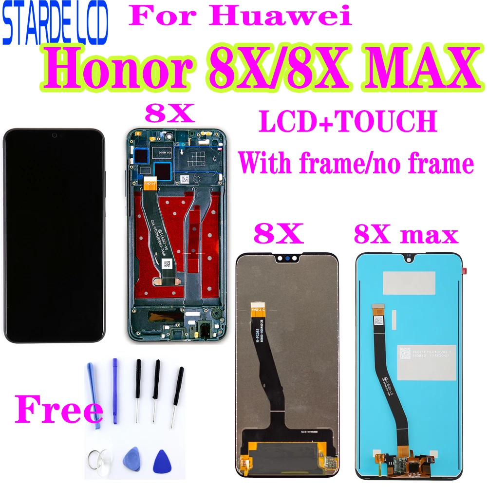 Дисплей для Huawei Honor 8X ЖК-дисплей с сенсорным дигитайзером Замена ЖК-экрана MAX JSN-L22