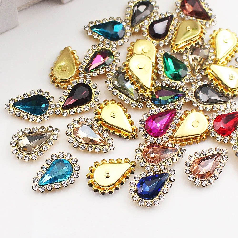 Кружевные блестящие стразы для одежды тканевые камни в форме глаз с золотой