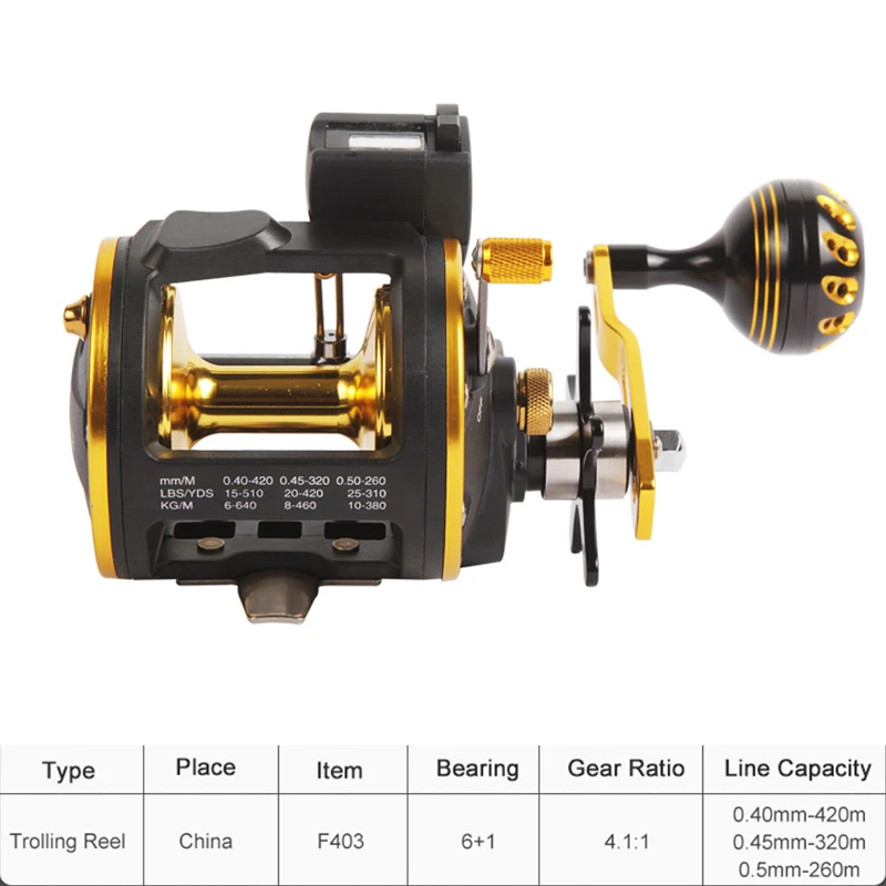 Морской барабан Рыболовная катушка 6 + 1 Нержавеющая сталь подшипник литой колеса