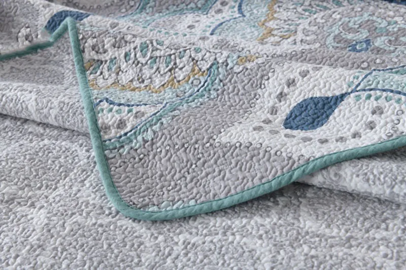 

CHAUSUB Bedspread for Bed Quilt 3pcs Sets Paisley Print Cotton Bed Cover with 2 Pillowcase Queen Size Summer Blanket