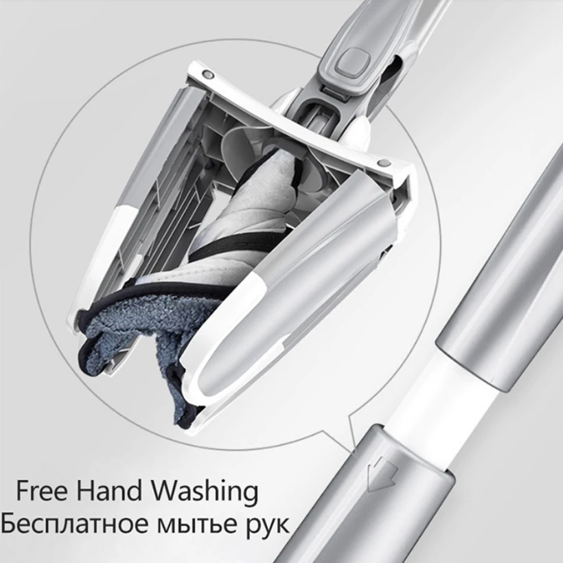 Швабра для пола из микрофибры X-type с 3 сменными накладками ручная экструзия