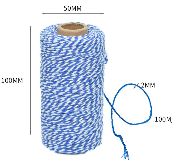100 м/рулон 2 слой цвета булочных шпагат строка ручной хлопковых шнуров подарочная