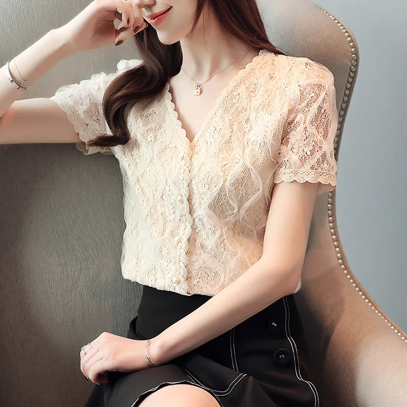 Повседневная однотонная блузка с v-образным вырезом модная женская и топы