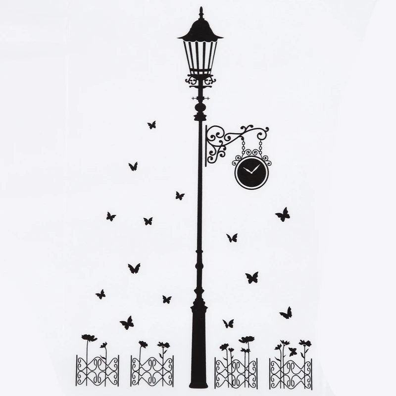 Новые Съемные Виниловые настенные наклейки уличные фонари и железный забор