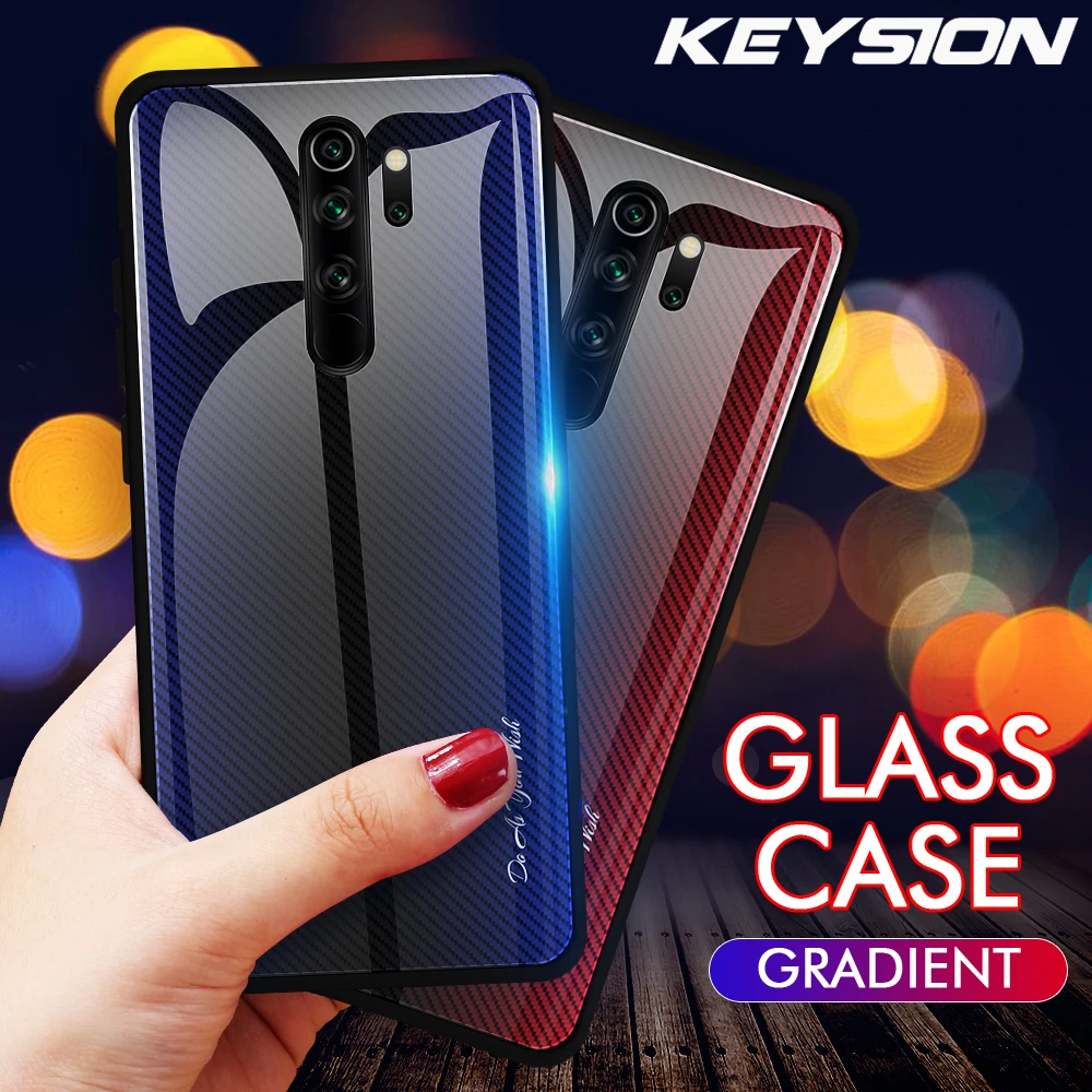 Чехол из закаленного стекла KEYSION Gradient для Xiaomi Redmi Note 8 Pro противоударный чехол