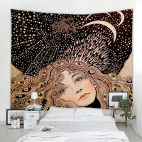beautiful girl illustration decoration tapestry mandala bohemian hippie wall decoration tapestry curtain hanging bedroom living