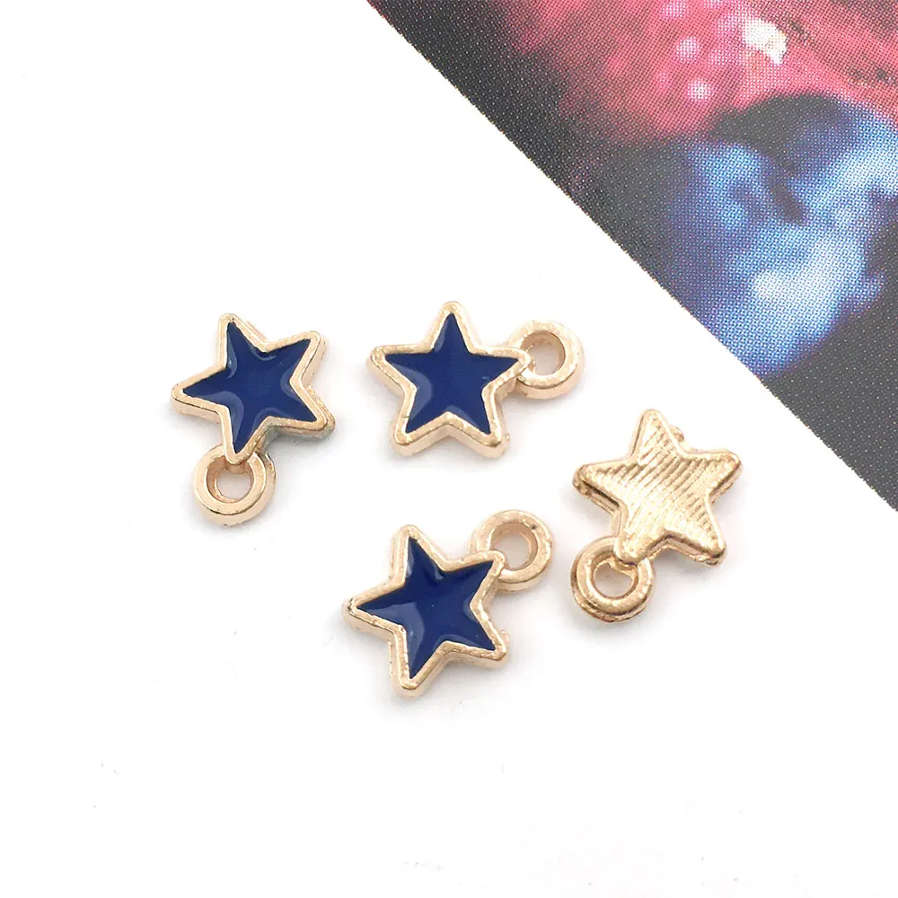 10pcs 6x8mm Enamel Gold Plated 9 Colors Zinc Alloy Five-Pointed Star Charms Pendant for DIY Necklace Bracelet Earrings Making images - 6