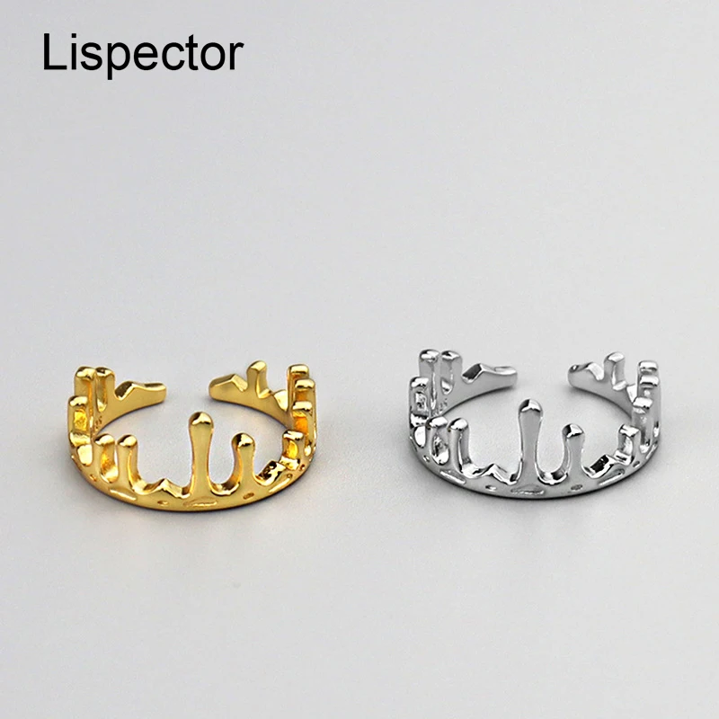 

Lispector Authentic 925 Sterling Silver Elegant Princess Crown Rings for Lover Irregular Hip Hop Gold Color Ring Unisex Jewelry