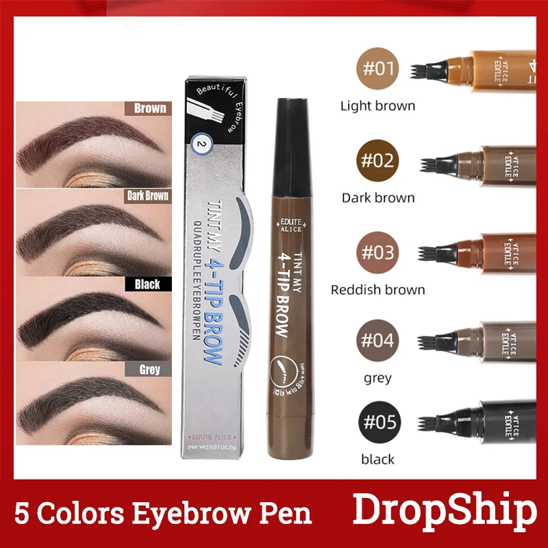 

Tint my 4-tip Liquid Eyebrow Pencil Waterproof Apply Well Tattoo Makeup For Women Eyes Cosmetics Natural Wild Brown Eyebrow Gel