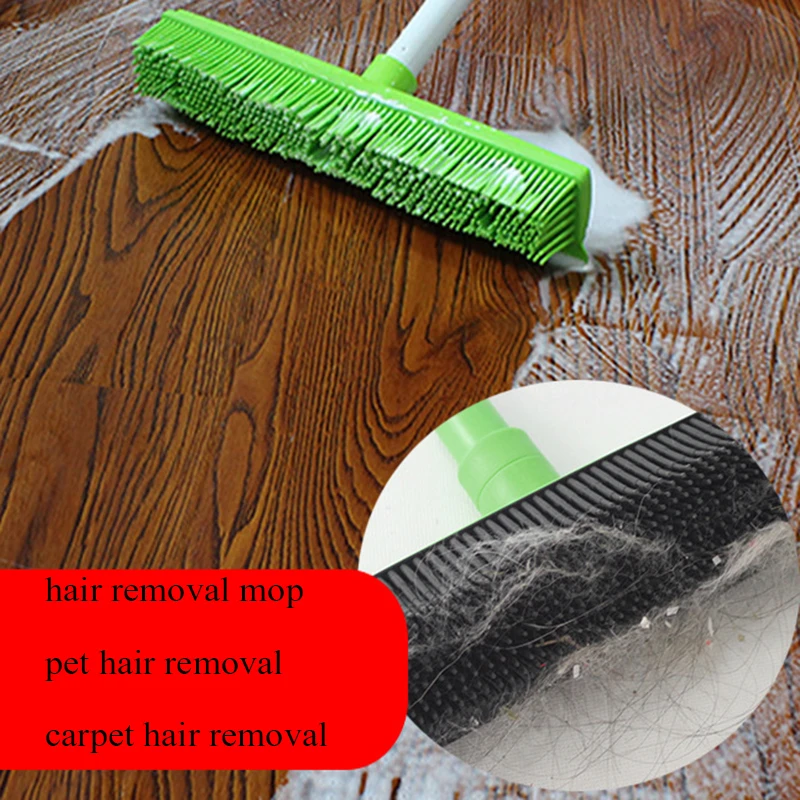 

Pet Hair Rubber Removal Telescopic Broom Bristles Magic Clean Sweeper Squeegee Scratch Bristle Long Push Broom