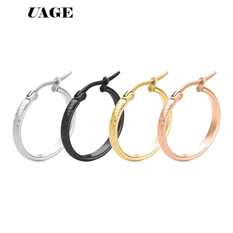 Женские серьги кольца UAGE золотистая/Серебристая/Розовая/черная круглая серьга