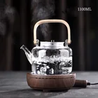 Стеклянный чайник, термостойкий и взрывозащищенный чайник с фотофильтром, кипящей водой, специальный чайник с бамбуковой ручкой
