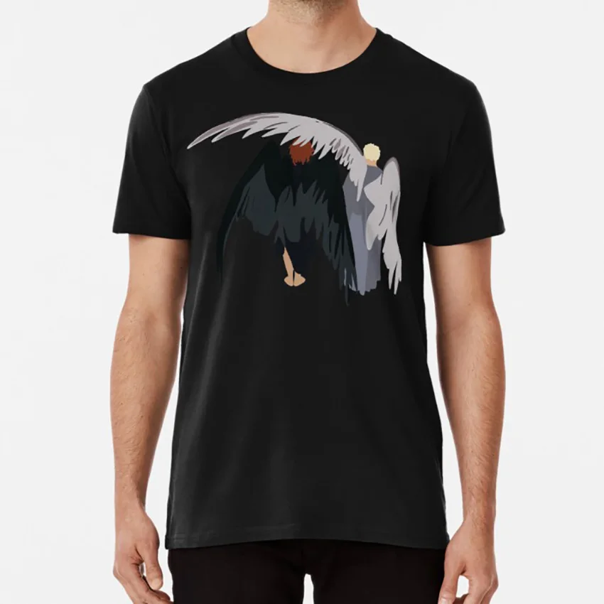 Футболка с надписью Minimal Good Omens good omens goodomens Daniel sheen david tennant angel devil crowley|Мужские