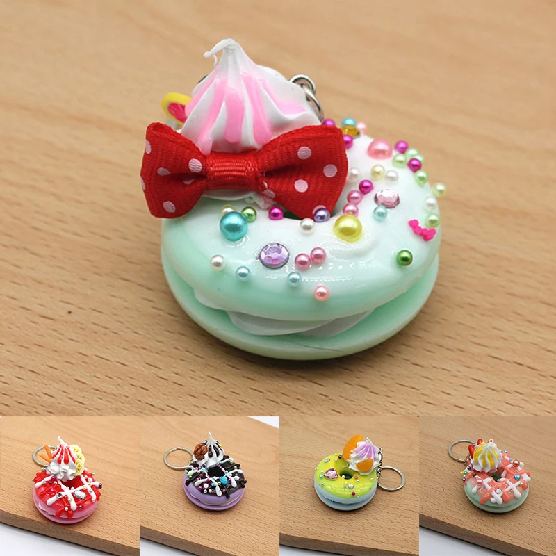 Брелок пончик 1 шт. креативный брелок с алмазным жемчугом и кристаллом аксессуар