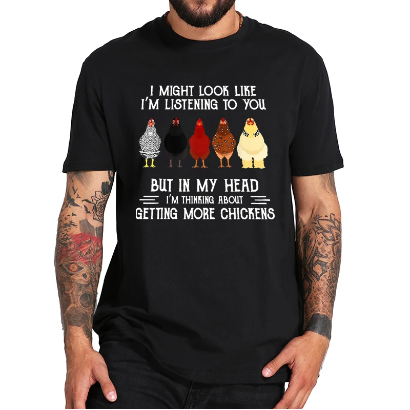 

I Might Look Like I'm Listening To You But In My Head T-shirt Funny Creative Design Print Tee Essential Cotton Soft Tops